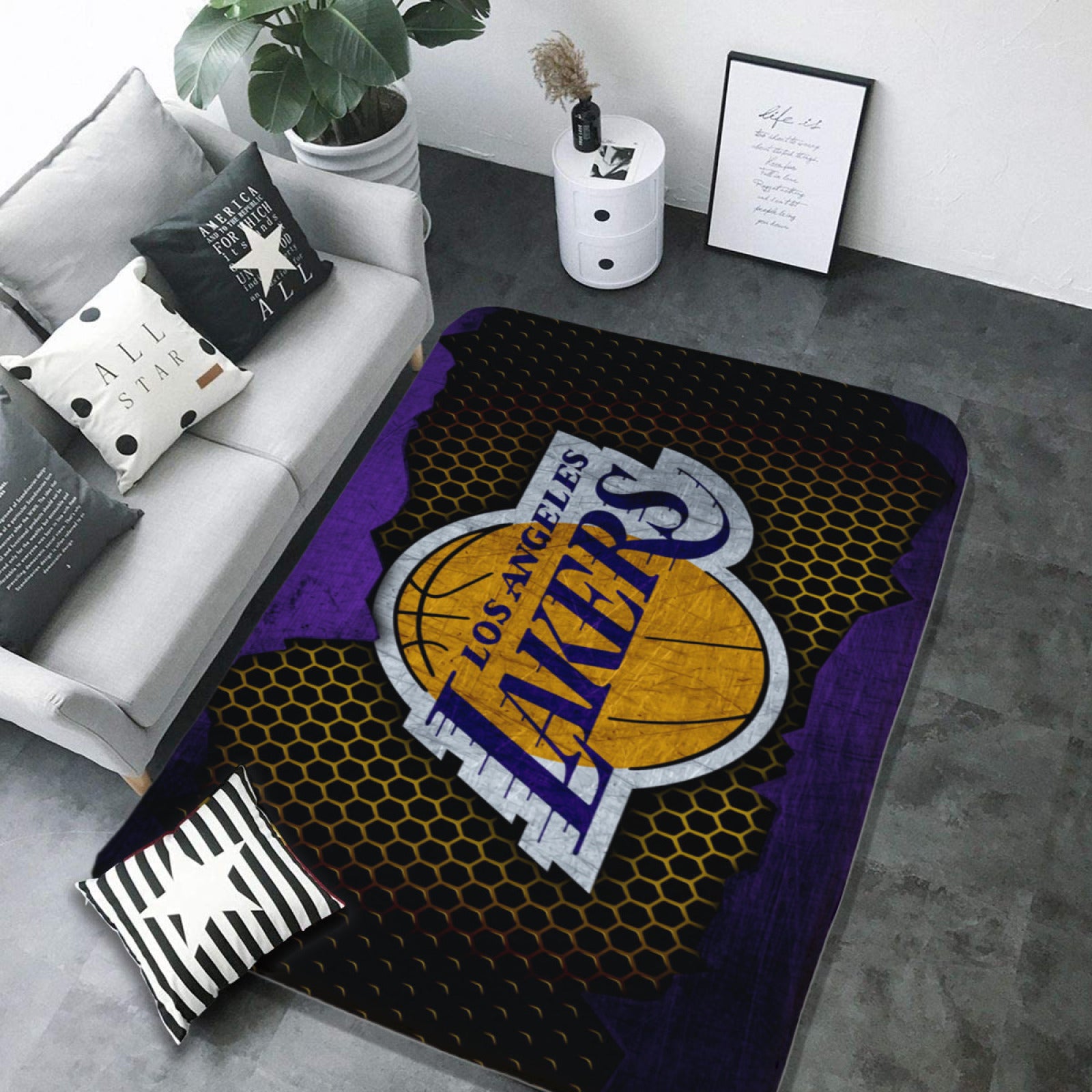 Los Angeles Basketball Lakers Rugs Bedroom Living Room Bathroom Carpet Mat Rug