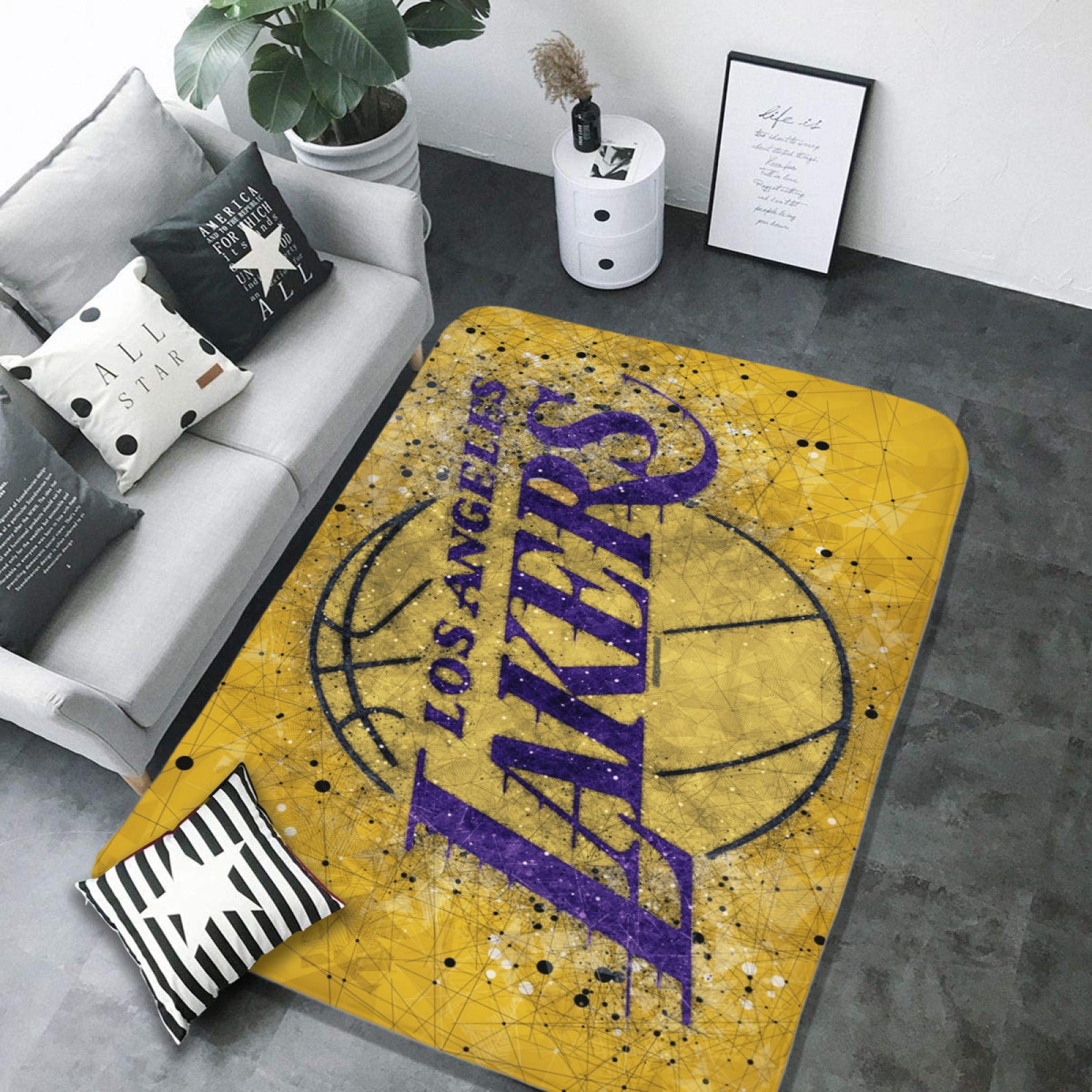 Los Angeles Basketball Lakers Rugs Bedroom Living Room Bathroom Carpet Mat Rug