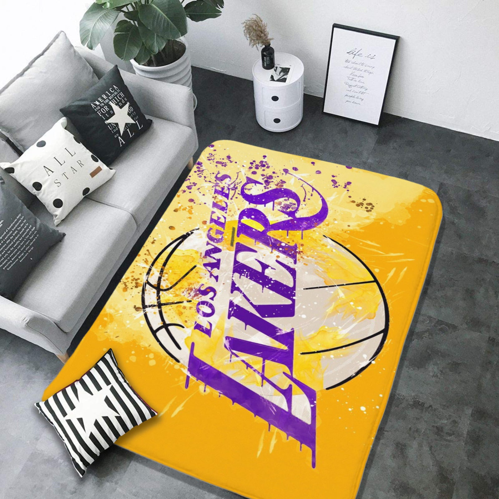 Los Angeles Basketball Lakers Rugs Bedroom Living Room Bathroom Carpet Mat Rug