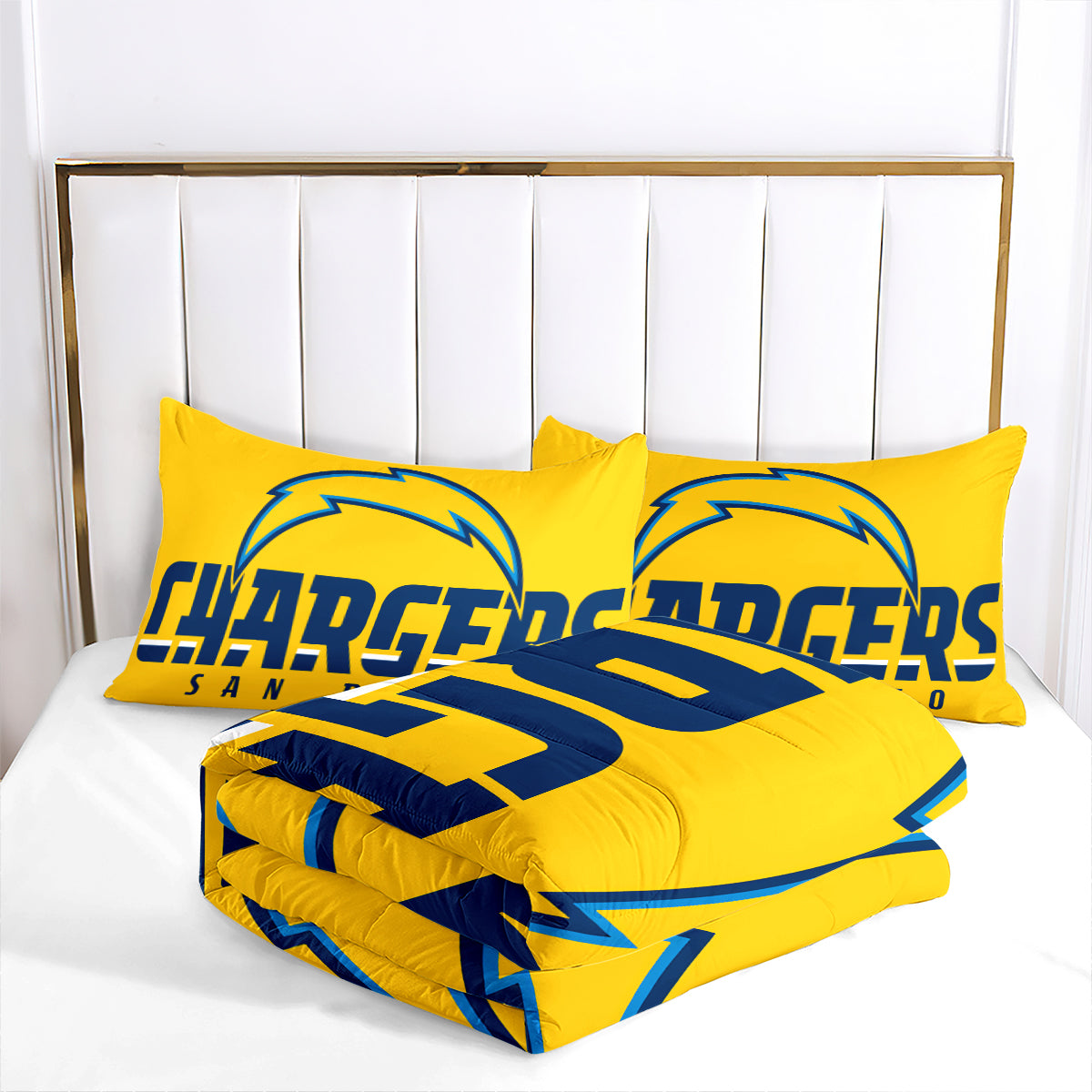 Los Angeles Rugby Chargers Comforter Pillowcases 3PC Sets Blanket All Season Reversible Quilted Duvet