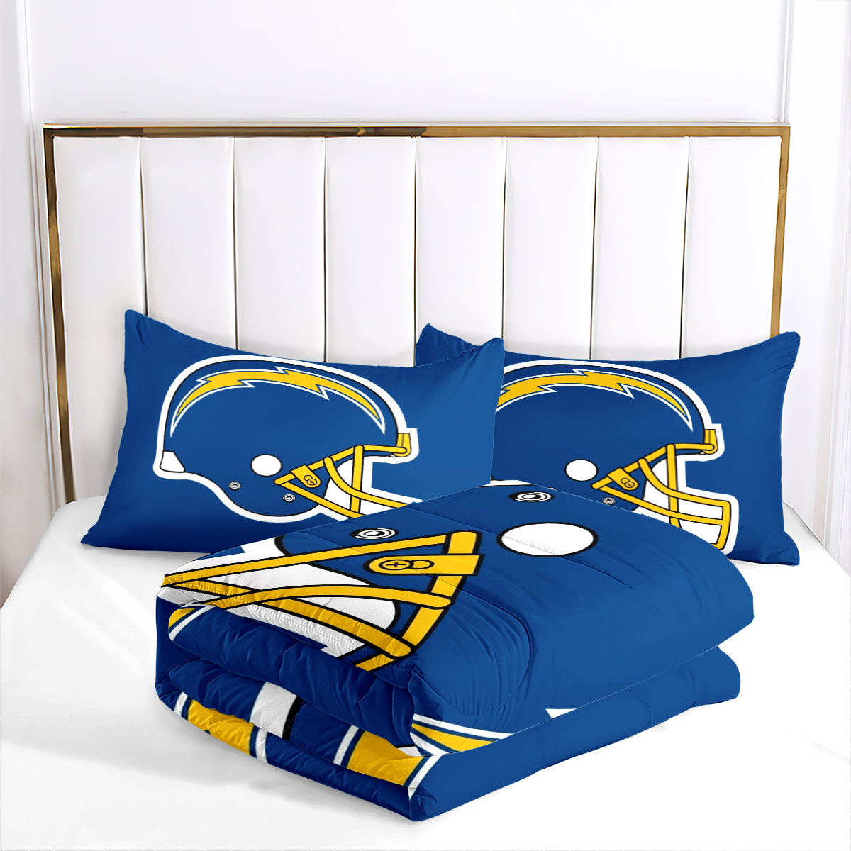 Los Angeles Rugby Chargers Comforter Pillowcases 3PC Sets Blanket All Season Reversible Quilted Duvet
