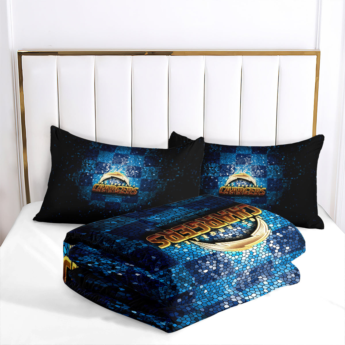 Los Angeles Rugby Chargers Comforter Pillowcases 3PC Sets Blanket All Season Reversible Quilted Duvet