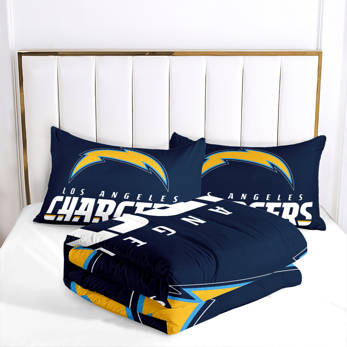Los Angeles Rugby Chargers Comforter Pillowcases 3PC Sets Blanket All Season Reversible Quilted Duvet