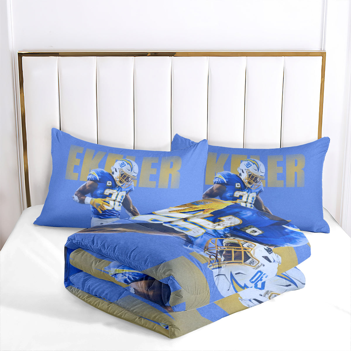 Los Angeles Rugby Chargers Comforter Pillowcases 3PC Sets Blanket All Season Reversible Quilted Duvet