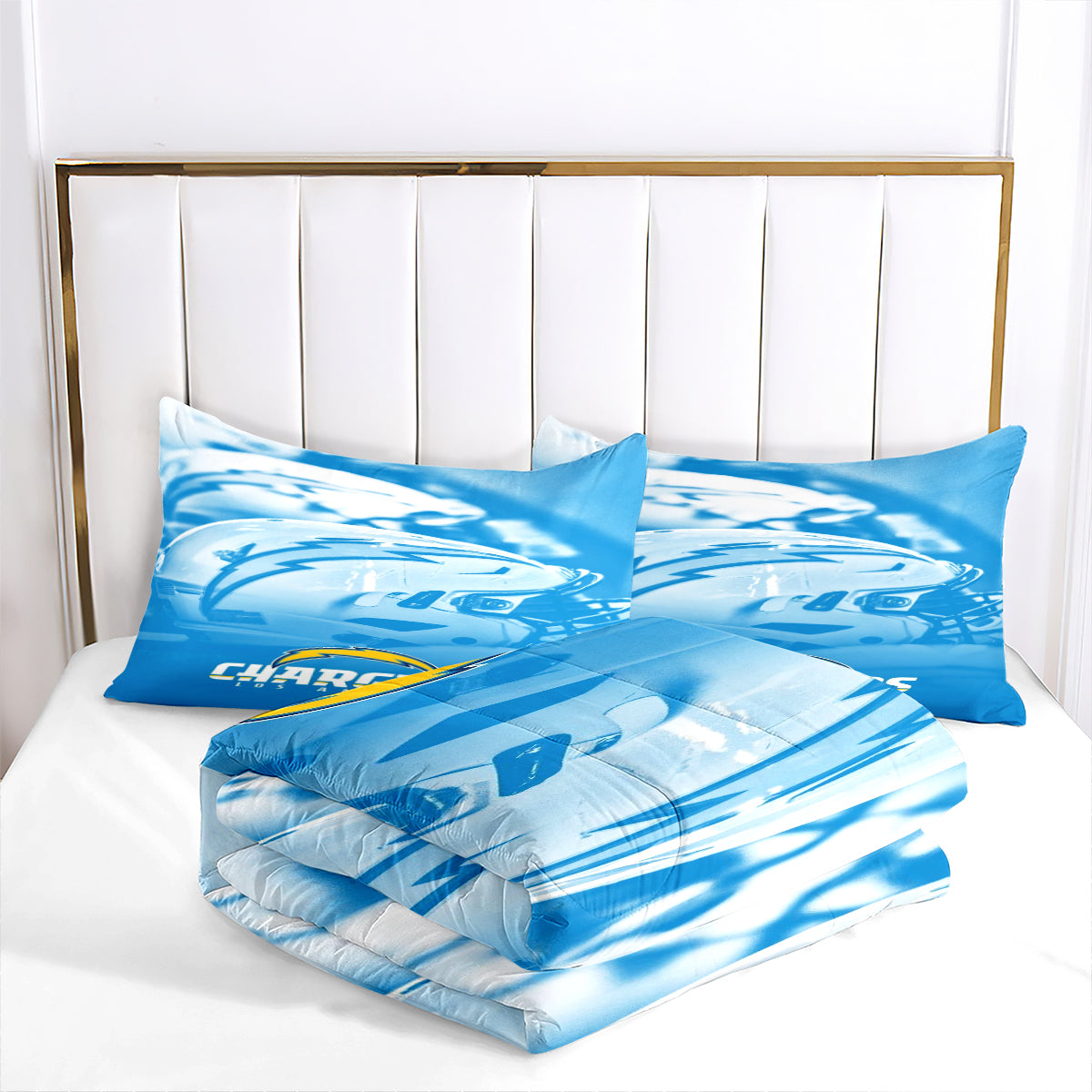 Los Angeles Rugby Chargers Comforter Pillowcases 3PC Sets Blanket All Season Reversible Quilted Duvet