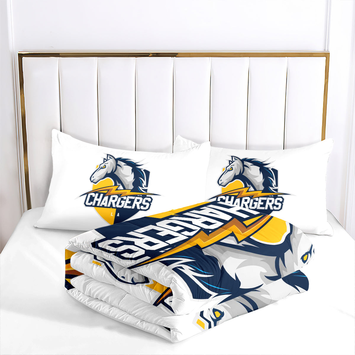 Los Angeles Rugby Chargers Comforter Pillowcases 3PC Sets Blanket All Season Reversible Quilted Duvet