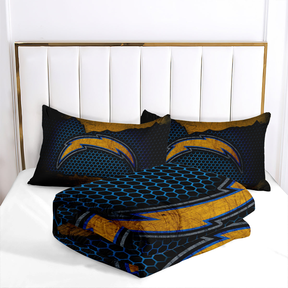 Los Angeles Rugby Chargers Comforter Pillowcases 3PC Sets Blanket All Season Reversible Quilted Duvet