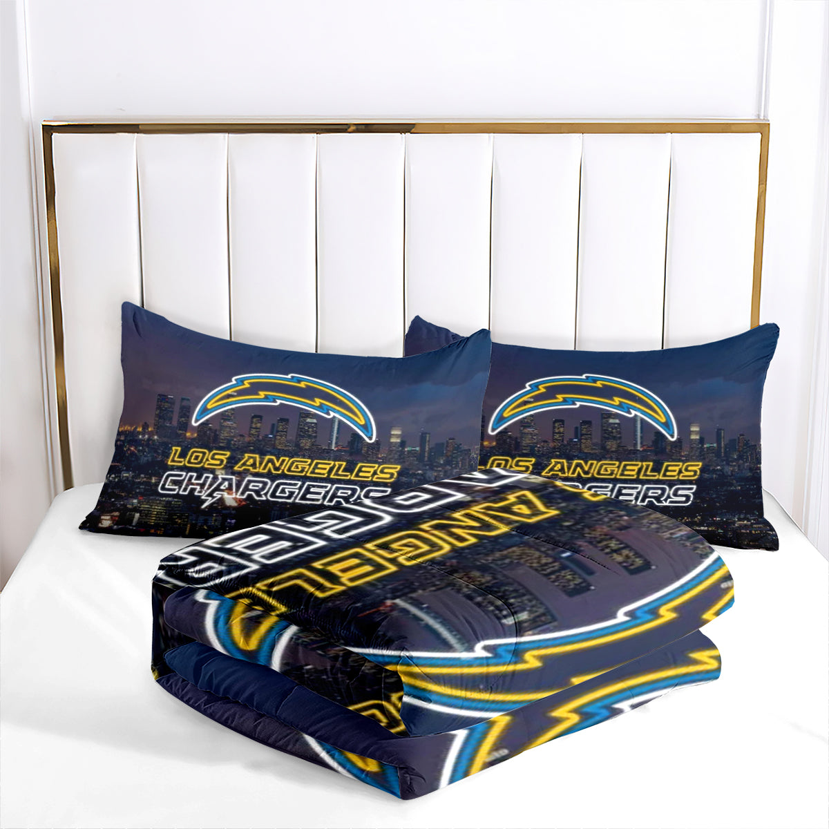 Los Angeles Rugby Chargers Comforter Pillowcases 3PC Sets Blanket All Season Reversible Quilted Duvet