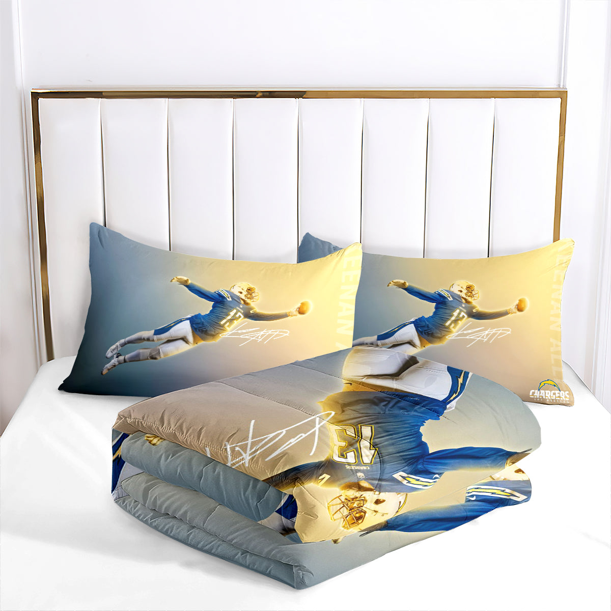 Los Angeles Rugby Chargers Comforter Pillowcases 3PC Sets Blanket All Season Reversible Quilted Duvet
