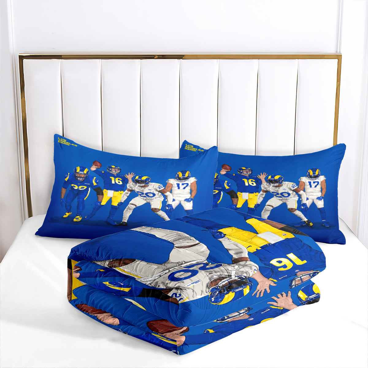 Los Angeles Rugby Chargers Comforter Pillowcases 3PC Sets Blanket All Season Reversible Quilted Duvet