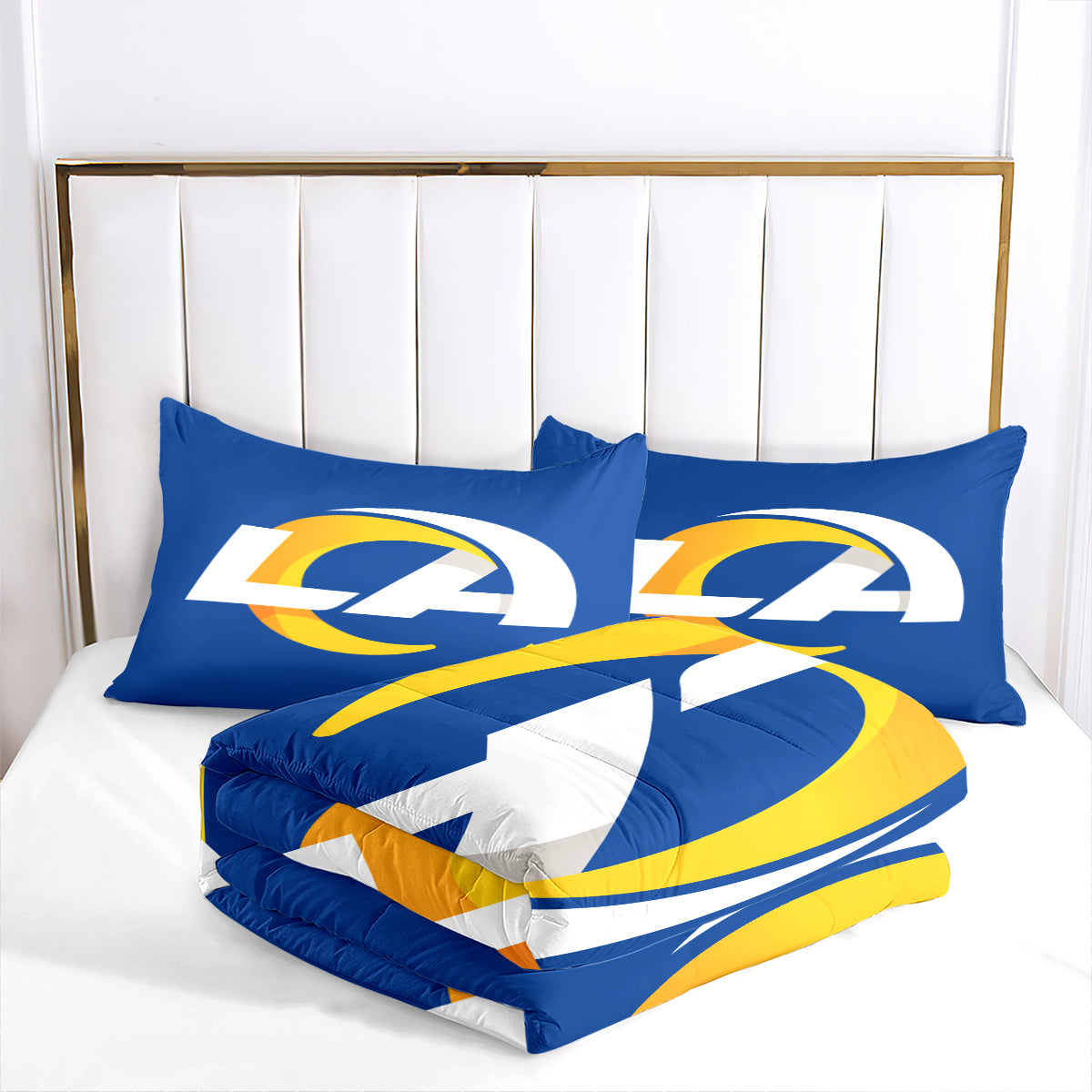 Los Angeles Rugby Rams Comforter Pillowcases 3PC Sets Blanket All Season Reversible Quilted Duvet