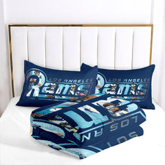 Los Angeles Rugby Rams Comforter Pillowcases 3PC Sets Blanket All Season Reversible Quilted Duvet