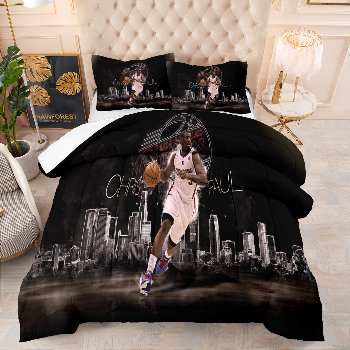 Los Angeles Basketball Clippers Comforter Pillowcases 3PC Sets All Season Reversible Quilted Duvet