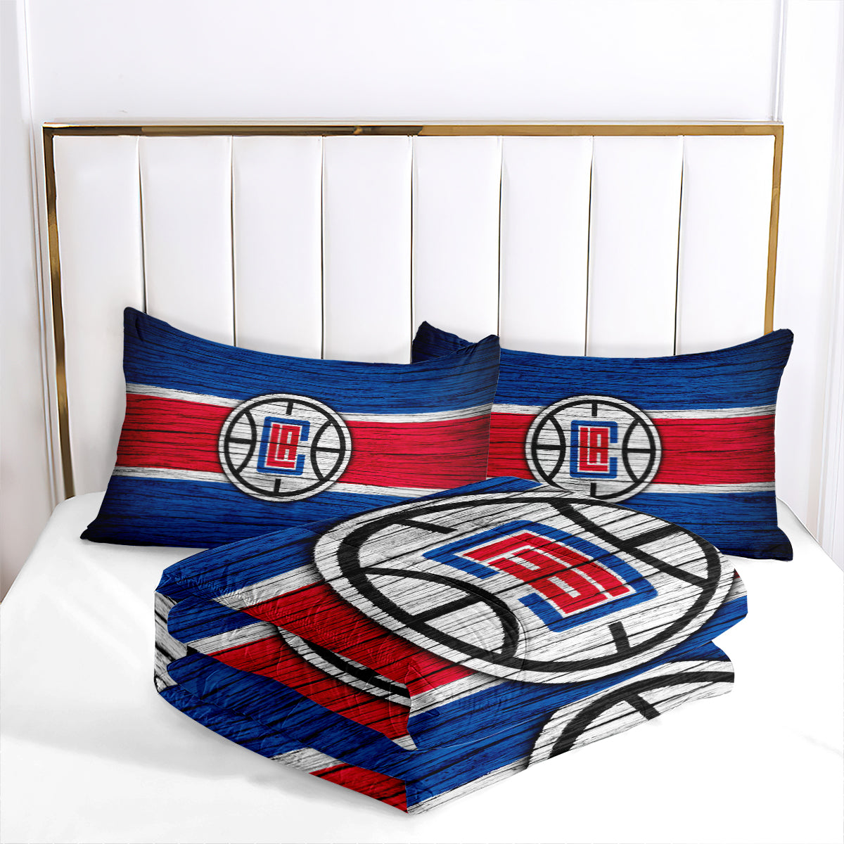 Los Angeles Basketball Clippers Comforter Pillowcases 3PC Sets All Season Reversible Quilted Duvet