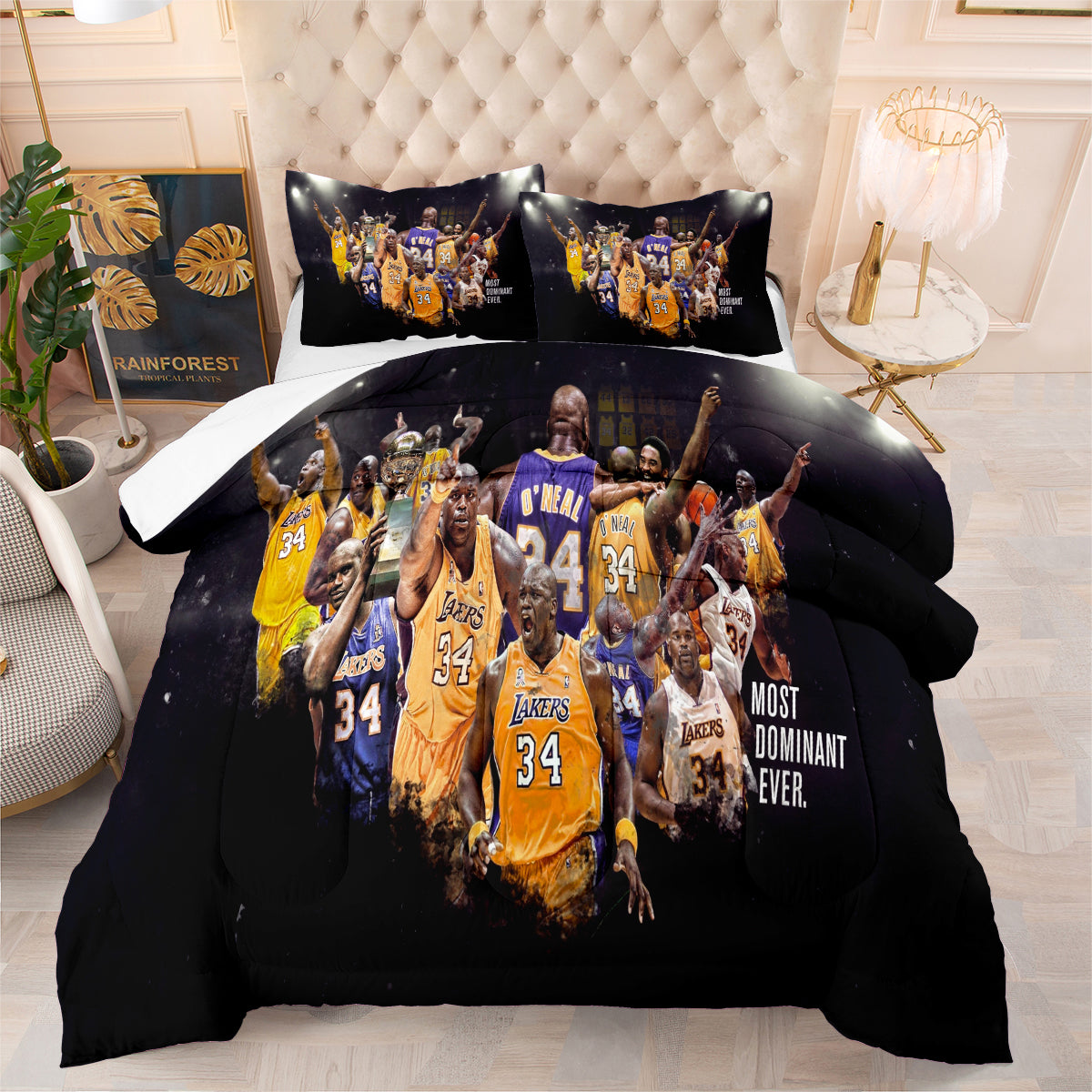 Los Angeles Basketball Lakers Comforter Pillowcases 3PC Sets All Season Reversible Quilted Duvet