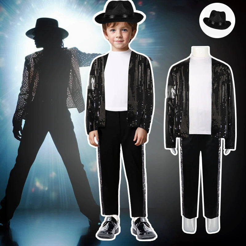 Michael Jackson MJ Cosplay Stage Outfit Costume Full Set for Boys and Girls