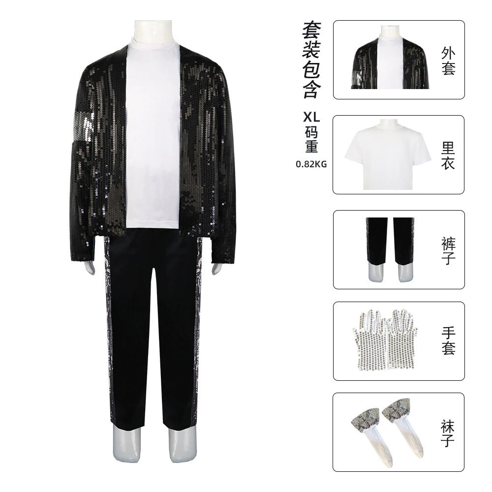 Michael Jackson MJ Cosplay Stage Outfit Costume Full Set for Boys and Girls