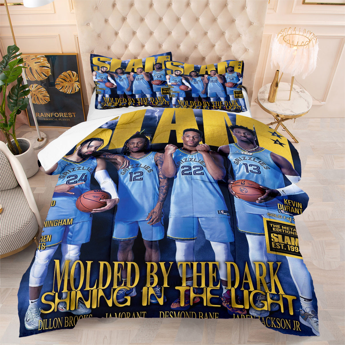 Memphis Basketball Grizzlies Comforter Pillowcases 3PC Sets All Season Reversible Quilted Duvet