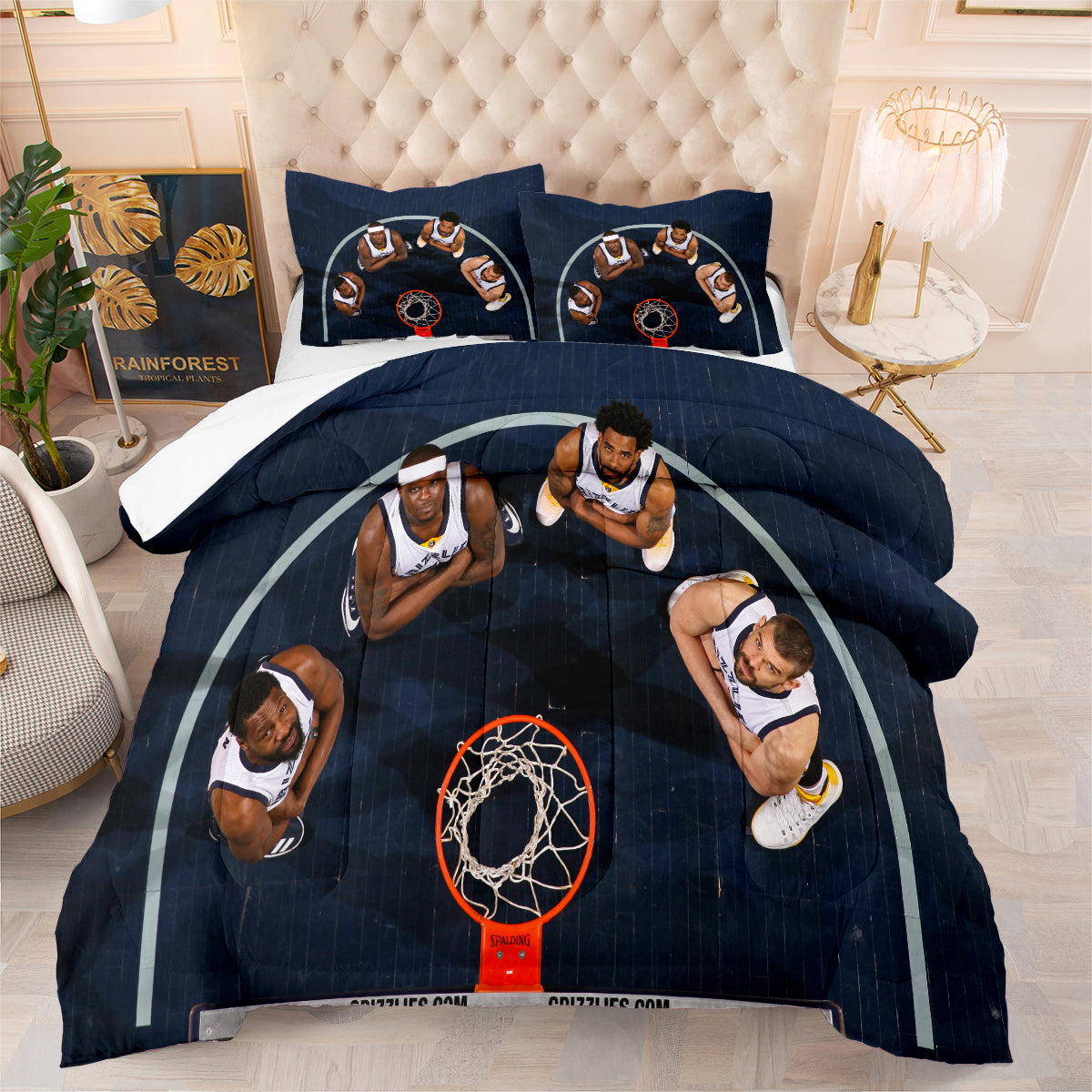 Memphis Basketball Grizzlies Comforter Pillowcases 3PC Sets All Season Reversible Quilted Duvet
