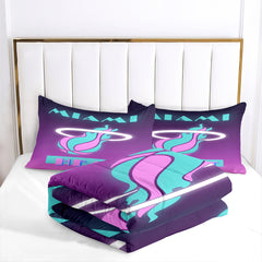 Miami Basketball Heat Comforter Pillowcases 3PC Sets Blanket All Season Reversible Quilted Duvet