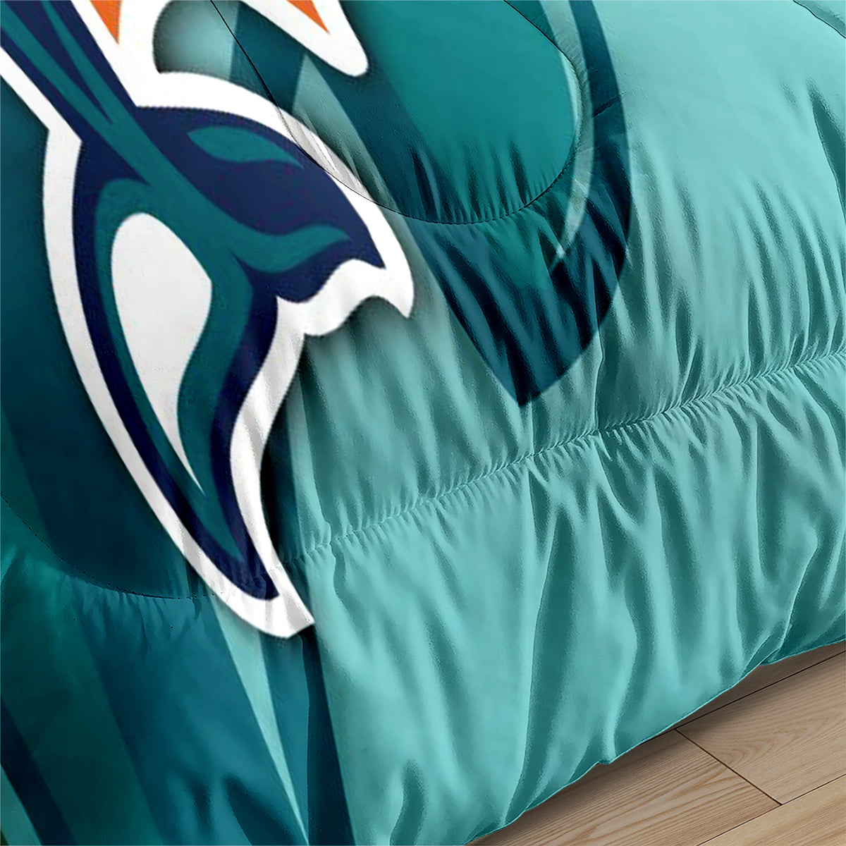 Miami Rugby Dolphins Comforter Pillowcases 3PC Sets Blanket All Season Reversible Quilted Duvet