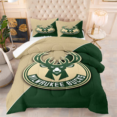 Milwaukee Basketball Bucks Comforter Pillowcases 3PC Sets Blanket All Season Reversible Quilted Duvet