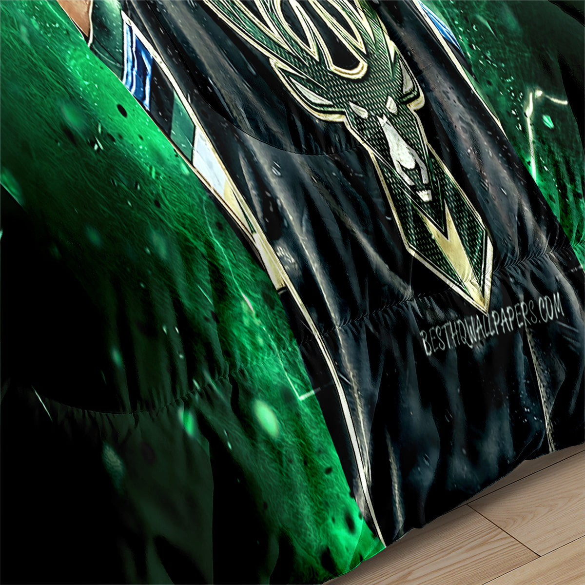 Milwaukee Basketball Bucks Comforter Pillowcases 3PC Sets Blanket All Season Reversible Quilted Duvet