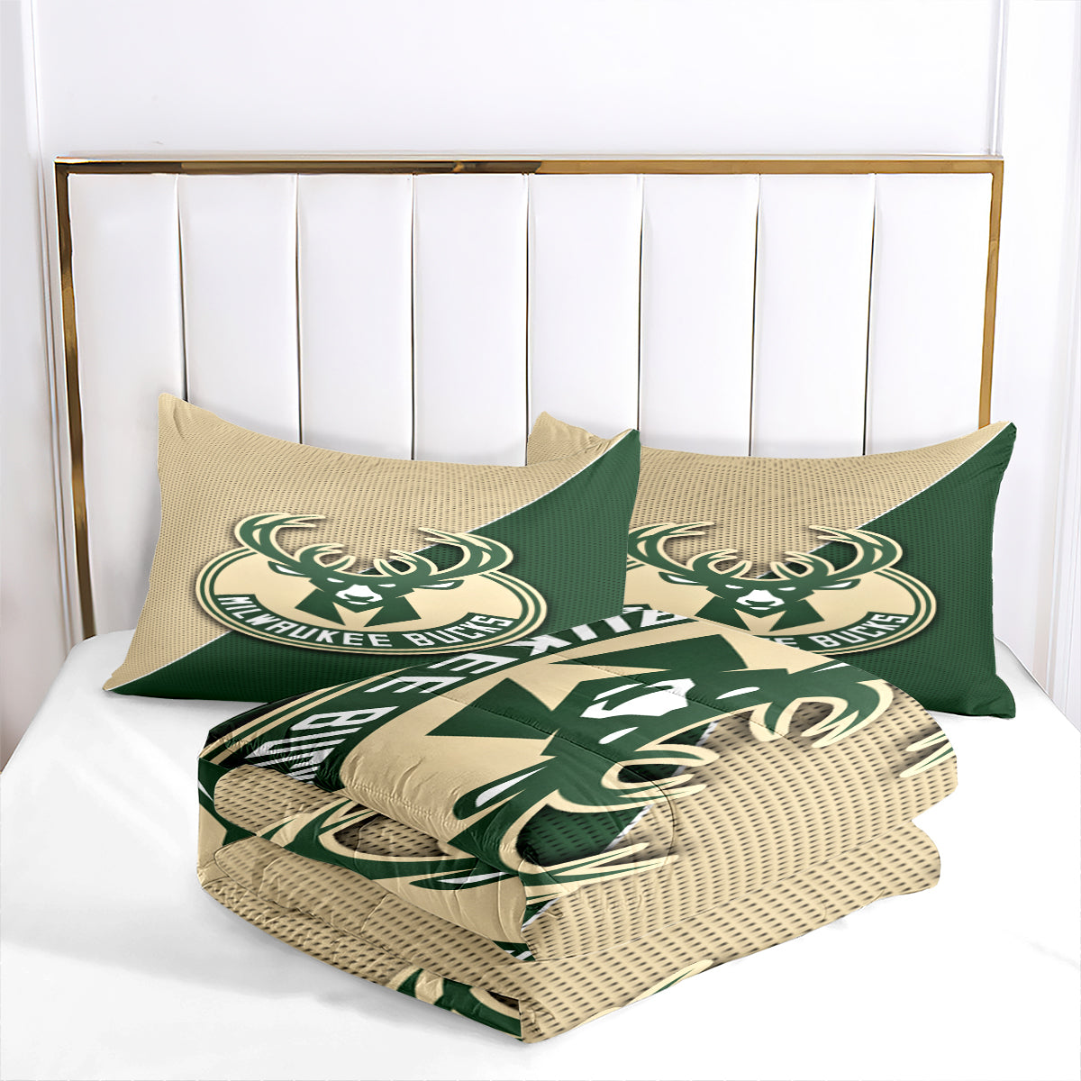 Milwaukee Basketball Bucks Comforter Pillowcases 3PC Sets Blanket All Season Reversible Quilted Duvet
