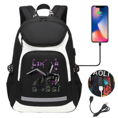 Minecraft EnderDragon USB Charging Backpack School Notebook Travel Bags