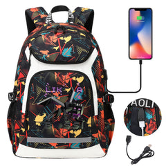 Minecraft EnderDragon USB Charging Backpack School Notebook Travel Bags