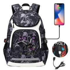 Minecraft EnderDragon USB Charging Backpack School Notebook Travel Bags