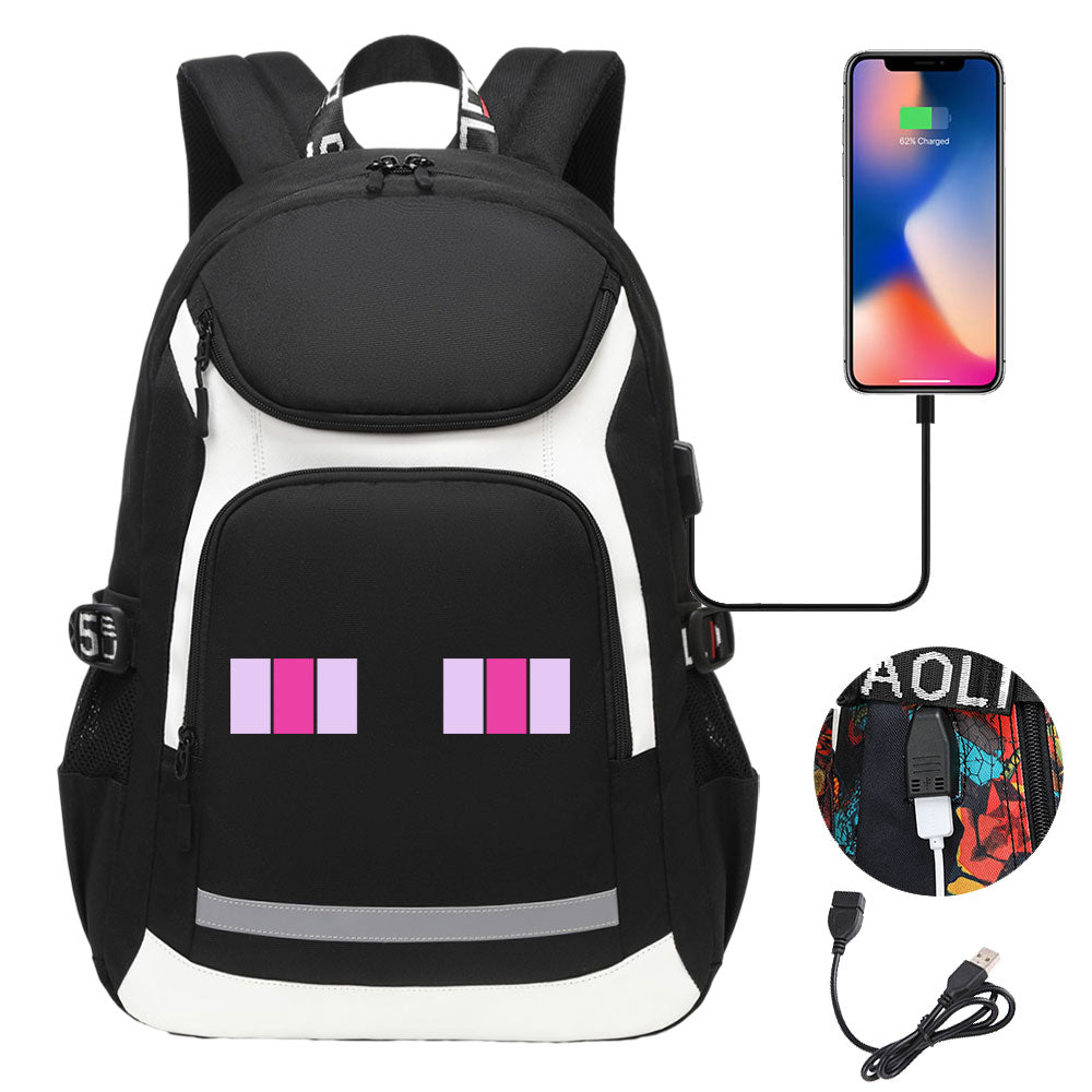 Minecraft EnderDragon USB Charging Backpack School Notebook Travel Bags