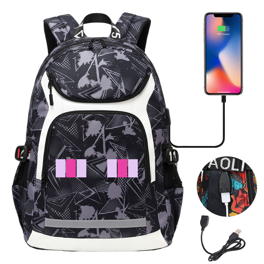 Minecraft EnderDragon USB Charging Backpack School Notebook Travel Bags