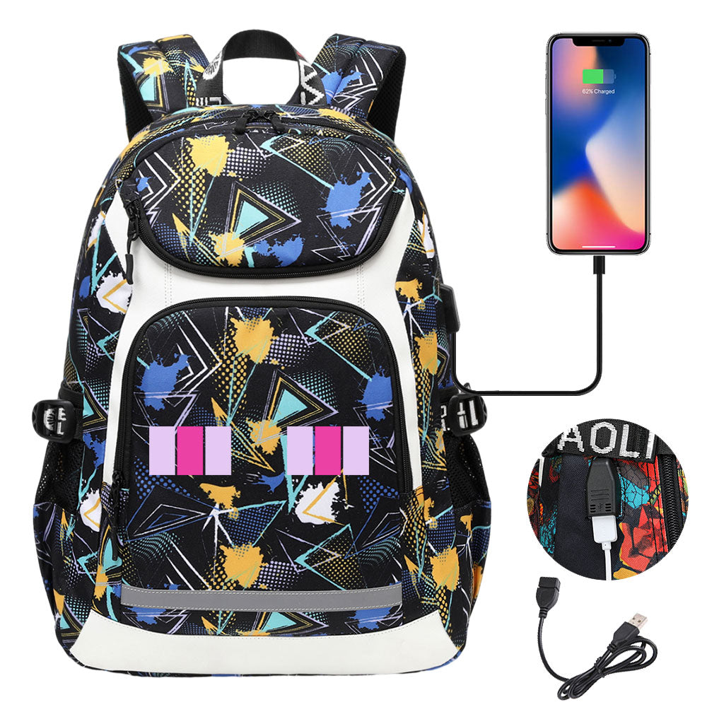 Minecraft EnderDragon USB Charging Backpack School Notebook Travel Bags
