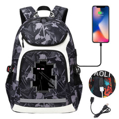 Minecraft Enderman USB Charging Backpack School Notebook Travel Bags