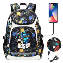 Minecraft Steve USB Charging Backpack School Notebook Travel Bags