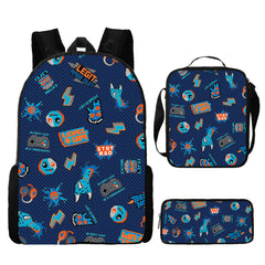 Minecraft Full Printed Backpack Schoolbag Travel Notebook Bag Lunch Bag Pencil Bag for Kids Students 3PCS