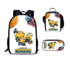 Minions & Monsters Backpack Schoolbag Lunch Bag Pencil Bag for Kids Students 3PCS