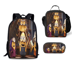 Minions & Monsters Backpack Schoolbag Lunch Bag Pencil Bag for Kids Students 3PCS
