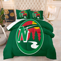 Minnesota Hockey Wild Comforter Pillowcases 3PC Sets Blanket All Season Reversible Quilted Duvet