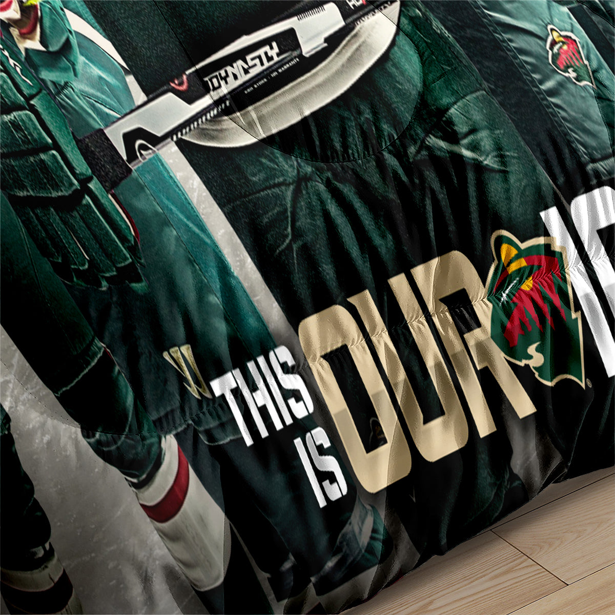 Minnesota Hockey Wild Comforter Pillowcases 3PC Sets Blanket All Season Reversible Quilted Duvet