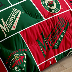 Minnesota Hockey Wild Comforter Pillowcases 3PC Sets Blanket All Season Reversible Quilted Duvet
