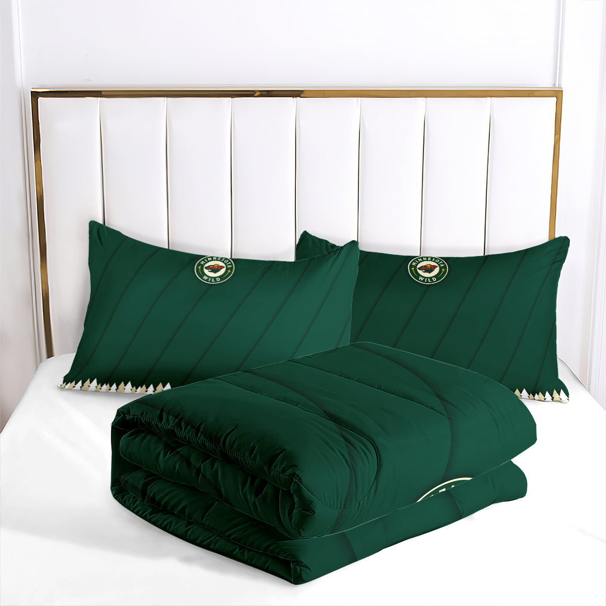 Minnesota Hockey Wild Comforter Pillowcases 3PC Sets Blanket All Season Reversible Quilted Duvet