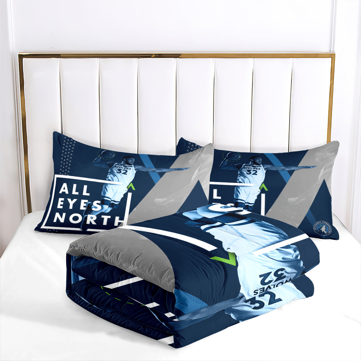 Minnesota Basketball Timberwolves Comforter Pillowcases 3PC Sets All Season Reversible Quilted Duvet