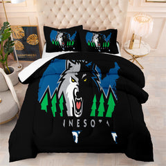 Minnesota Basketball Timberwolves Comforter Pillowcases 3PC Sets All Season Reversible Quilted Duvet