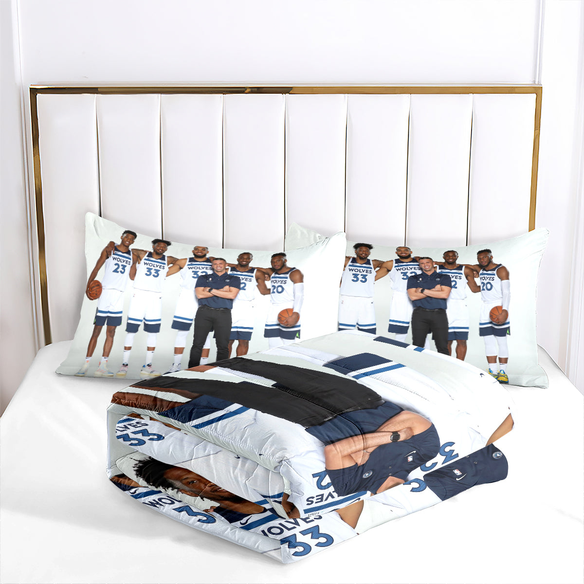 Minnesota Basketball Timberwolves Comforter Pillowcases 3PC Sets All Season Reversible Quilted Duvet