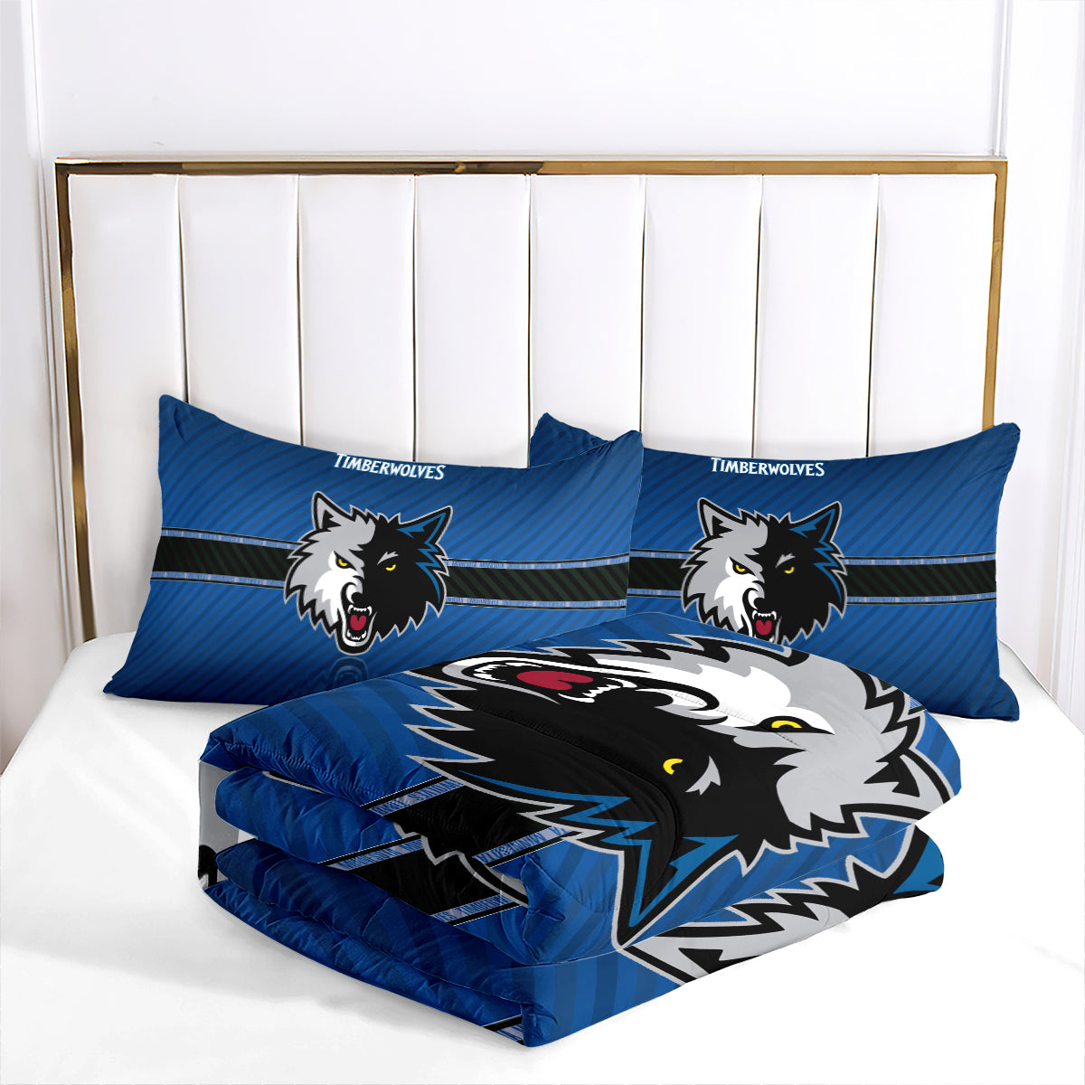 Minnesota Basketball Timberwolves Comforter Pillowcases 3PC Sets All Season Reversible Quilted Duvet