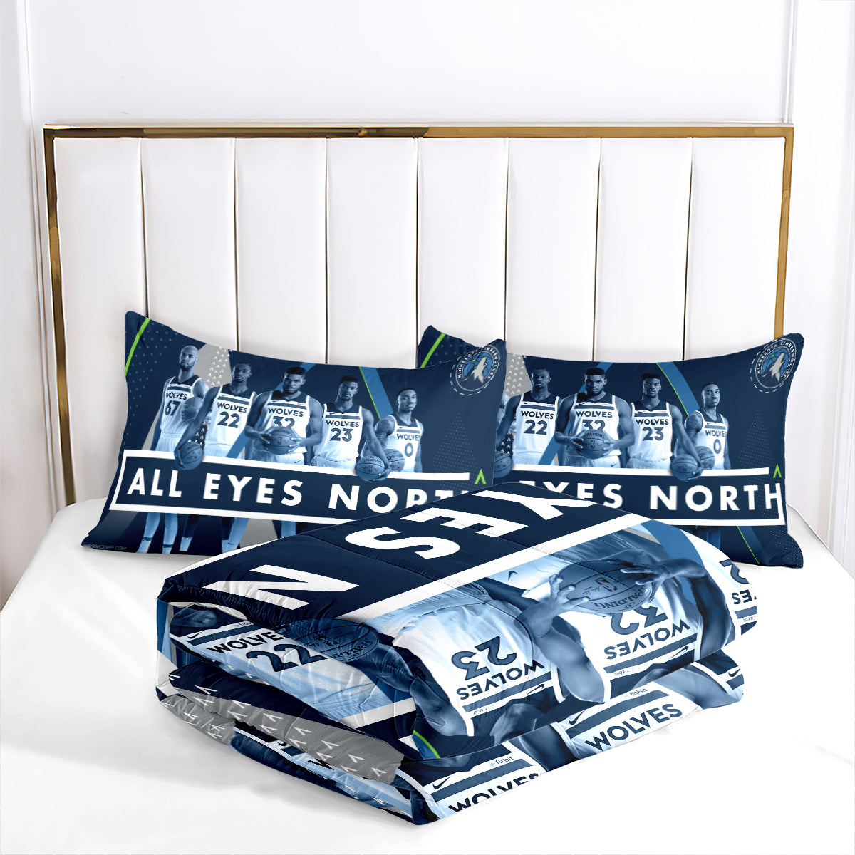 Minnesota Basketball Timberwolves Comforter Pillowcases 3PC Sets All Season Reversible Quilted Duvet