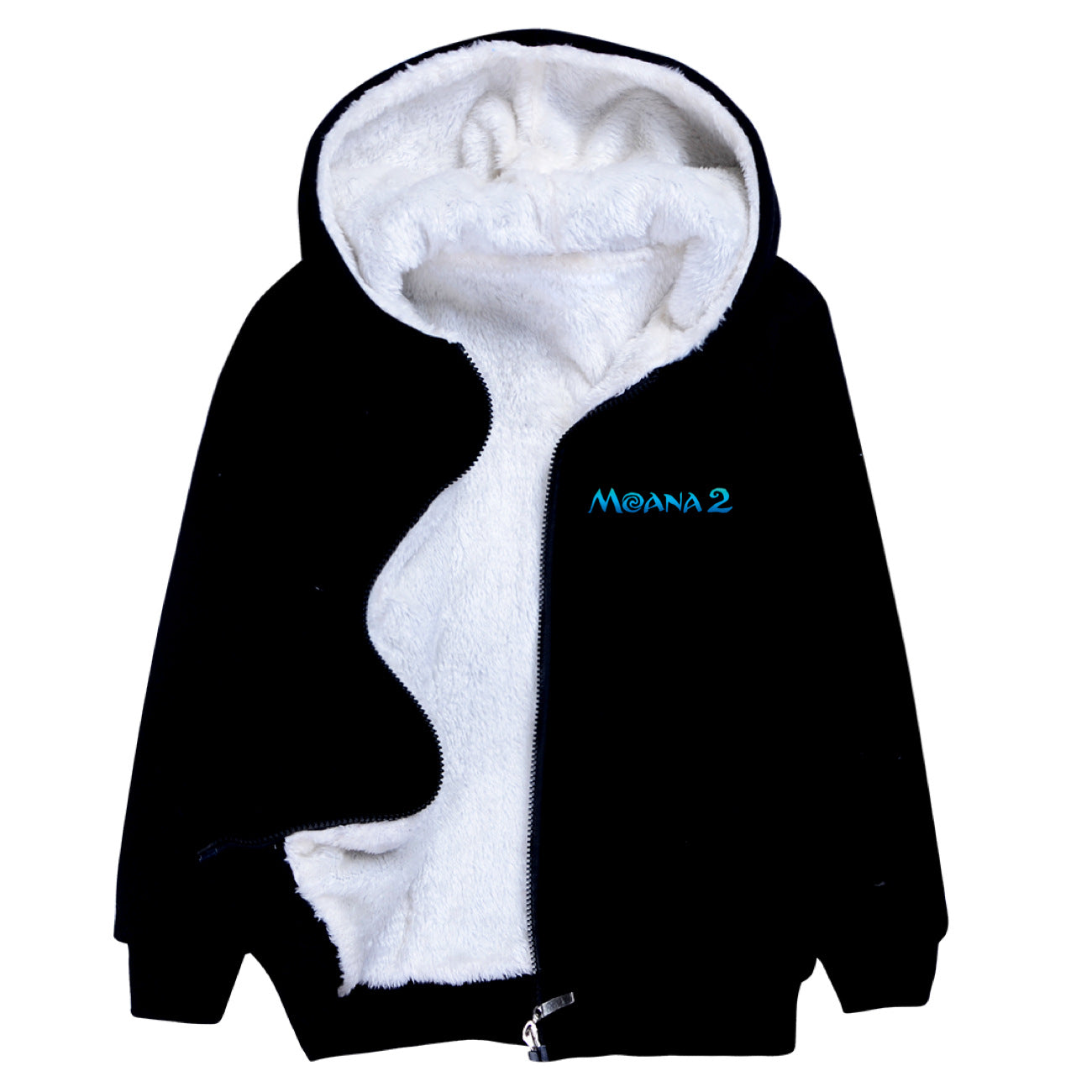 Moana2 Sherpa Lined Hoodie Fleece Sweatshirt Full Zip Hooded Jacket for Kids