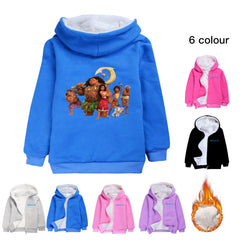 Moana2 Sherpa Lined Hoodie Fleece Sweatshirt Full Zip Hooded Jacket for Kids